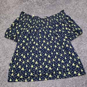 Anthropologie Navy and Yellow Sailboat Print Top
